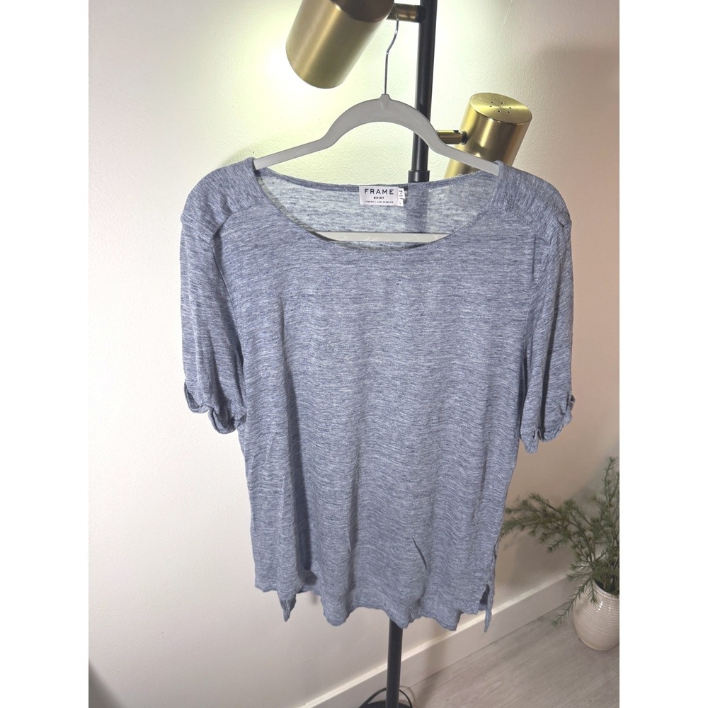 Frame 100% linen scoop tee cuffed layering easy wear comfort quality LG loose ec